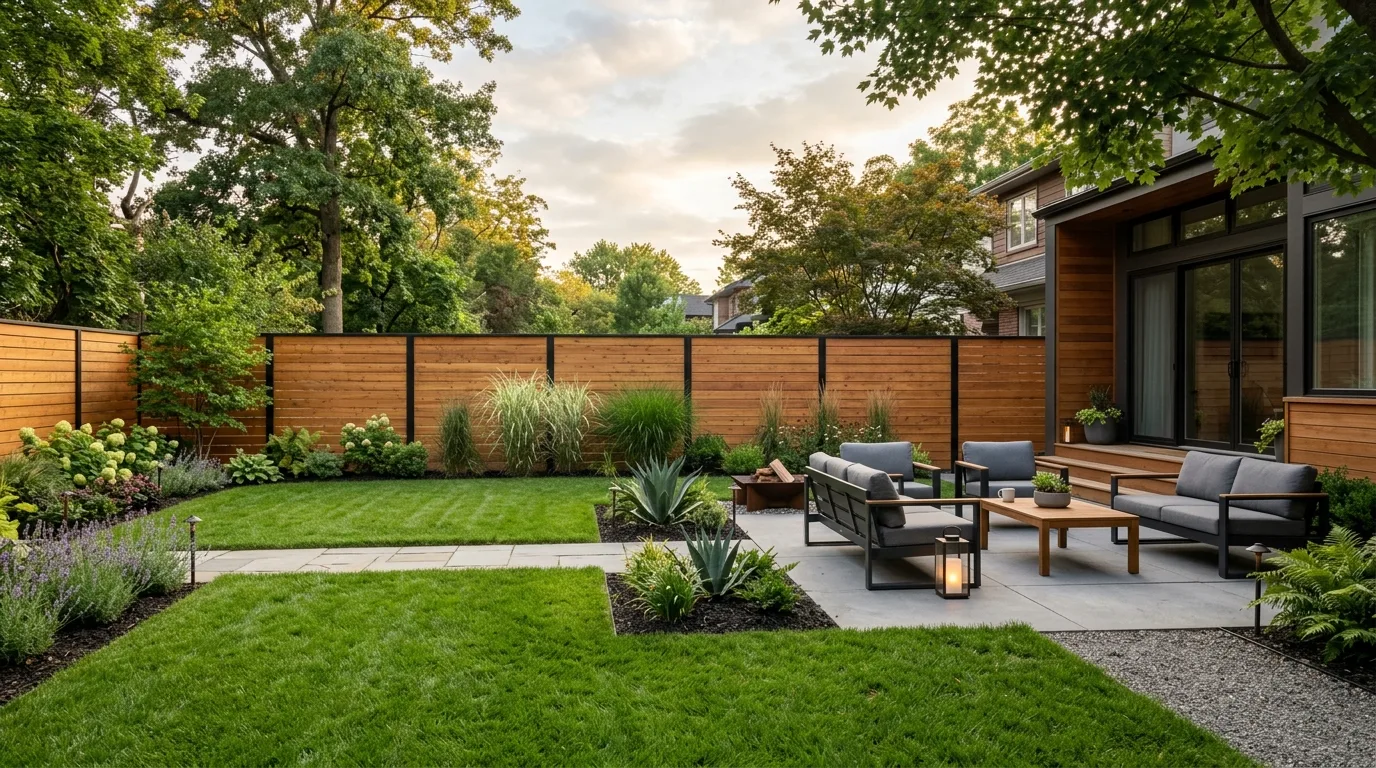 Horizontal Wood Slat Privacy Fence
